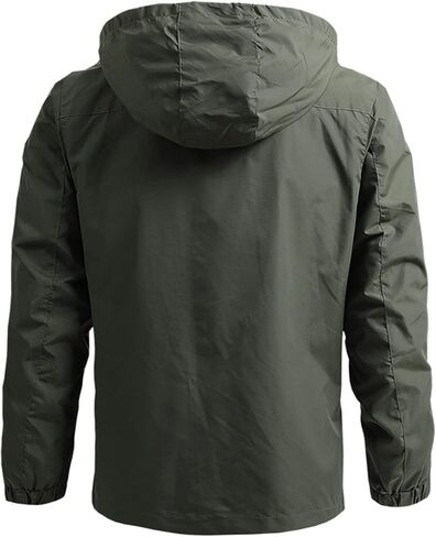 Lu's Chic Men's Windproof Jacket Hoodie Windbreaker Hiking Coat Sportswear Wind Resistant Pockets in Saudi Arabia