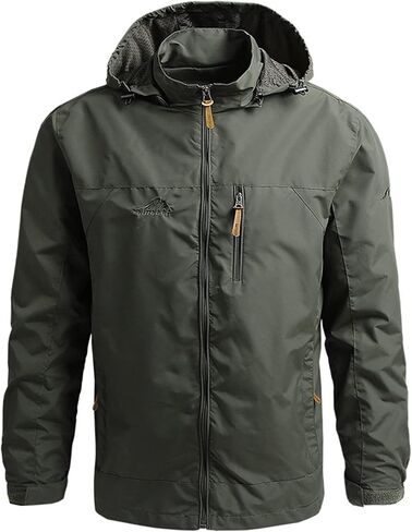 Lu's Chic Men's Windproof Jacket Hoodie Windbreaker Hiking Coat Sportswear Wind Resistant Pockets in Saudi Arabia