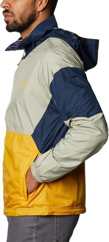 Columbia Men's Point Park Lined Windbreaker, Bright Gold/Safari/Collegiate Navy, Large in Saudi Arabia
