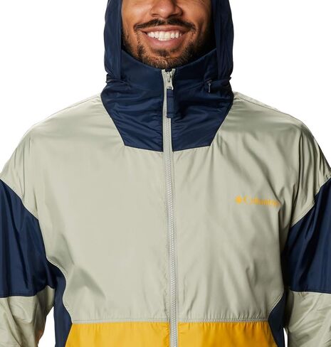 Columbia Men's Point Park Lined Windbreaker, Bright Gold/Safari/Collegiate Navy, Large in Saudi Arabia