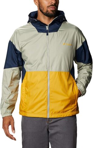 Columbia Men's Point Park Lined Windbreaker, Bright Gold/Safari/Collegiate Navy, Large in Saudi Arabia