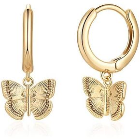 S925 Sterling Silver Post Huggie Hoop Earrings, 14K Gold Plated Dangle Small Hoop Cuff Earring Hypoallergenic Dainty Cubic Zirconia Snake Ball Spike Evil Eye Moon Star Huggie Hoop Earrings in Saudi Arabia