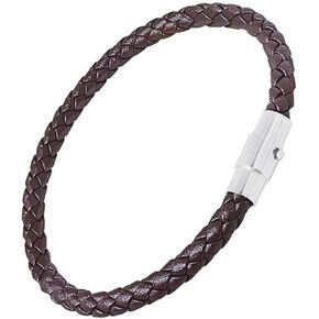 Miricaland Leather Bracelet for Men Stainless Steel Magnetic Clasp Braided Genuine Leather Cuff for Men in Saudi Arabia