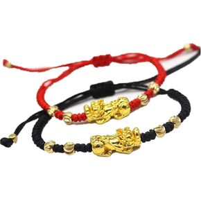2 Pcs Pi Xiu Red String Bracelet Chinese Feng Shui Pi Xiu Kabbalah Red Rope Bracelet Gold Bead Handmade Strand Charm Bracelets Amulet for Men Women Good Luck Wealth Evil Eye Protection in Saudi Arabia