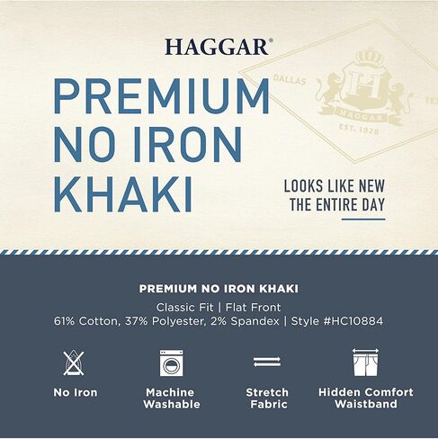 بنطلون رجالي فاخر بدون كي من Haggar بخصر عادي من الأمام in Saudi Arabia