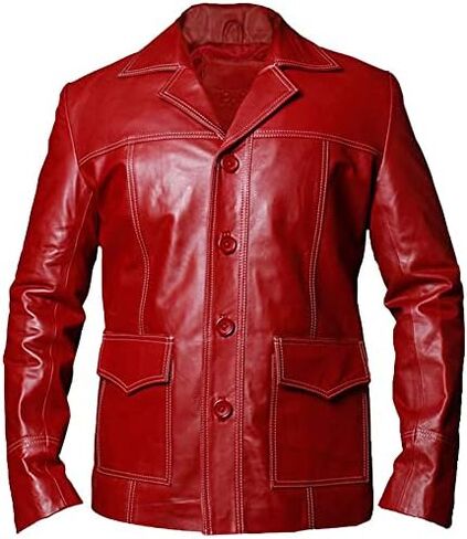 Fight Club Red Leather Jacket From Brad Pitt (Tyler Durden) in Saudi Arabia