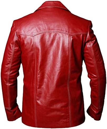 Fight Club Red Leather Jacket From Brad Pitt (Tyler Durden) in Saudi Arabia