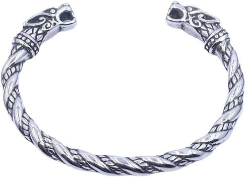 Zhubobo 7 Inch Mens Stainless Steel Norse Viking Wolf Head Cuff Bracelet Arm Ring in Kuwait