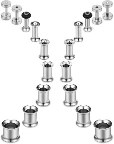 Jenxnjsjo 14g to 7/8in Ear Gauges Plugs Tunnels Taper Earrings Stretching Expander Kit Set for Women Men in Saudi Arabia