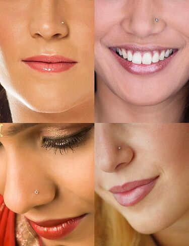 Cisyozi 18G 20G 16G Push in Flat Back Nose Ring Studs Hypoallergenic Surgical Steel Threadless CZ Moon Heart Nose Stud Set for Women Men Nostril Piercing Jewelry 6mm Bars Tops Size 3mm in Kuwait