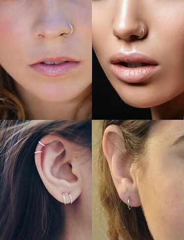 Cisyozi 18G 20G 16G Push in Flat Back Nose Ring Studs Hypoallergenic Surgical Steel Threadless CZ Moon Heart Nose Stud Set for Women Men Nostril Piercing Jewelry 6mm Bars Tops Size 3mm in Kuwait