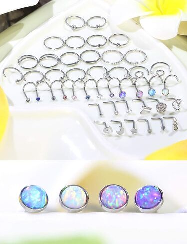 Cisyozi 18G 20G 16G Push in Flat Back Nose Ring Studs Hypoallergenic Surgical Steel Threadless CZ Moon Heart Nose Stud Set for Women Men Nostril Piercing Jewelry 6mm Bars Tops Size 3mm in Kuwait