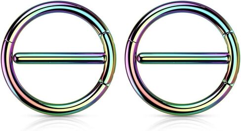 Pierced Owl - 14GA Stainless Steel Dual Hinged Nipple Rings, Sold as a Pair in Saudi Arabia