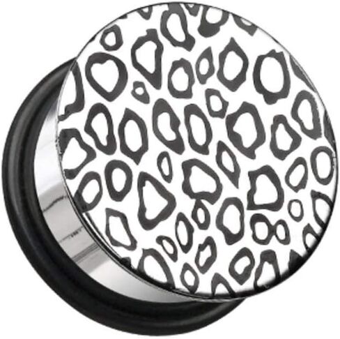Covet Jewelry Leopard Plate Hollow Back Single Flared Ear Gauge Plug in Saudi Arabia