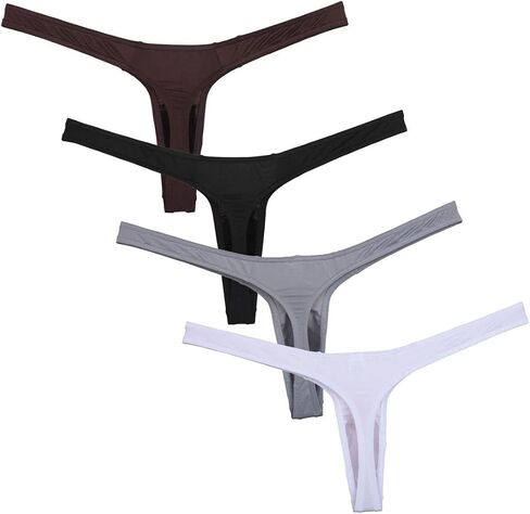 JAXFSTK Men Ice-Silk Booty Thong Slim Cut G-String Underwear Male Mini Bikini Sexy Guys Pouch T-Back Pants in Kuwait