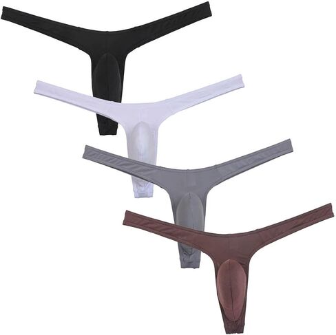 JAXFSTK Men Ice-Silk Booty Thong Slim Cut G-String Underwear Male Mini Bikini Sexy Guys Pouch T-Back Pants in Kuwait