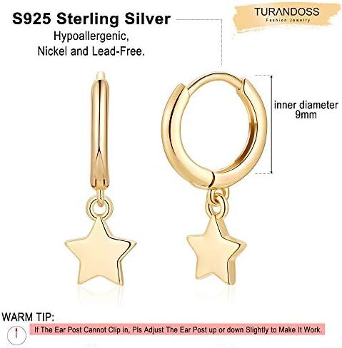 S925 Sterling Silver Post Huggie Hoop Earrings, 14K Gold Plated Dangle Small Hoop Cuff Earring Hypoallergenic Dainty Cubic Zirconia Snake Ball Spike Evil Eye Moon Star Huggie Hoop Earrings in Saudi Arabia