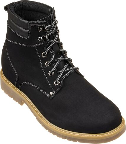 CALTO Men's Invisible Height Increasing Elevator Shoes - Leather Lace-up Round-Toe Work Boots - 3.2 Inches Taller in Saudi Arabia