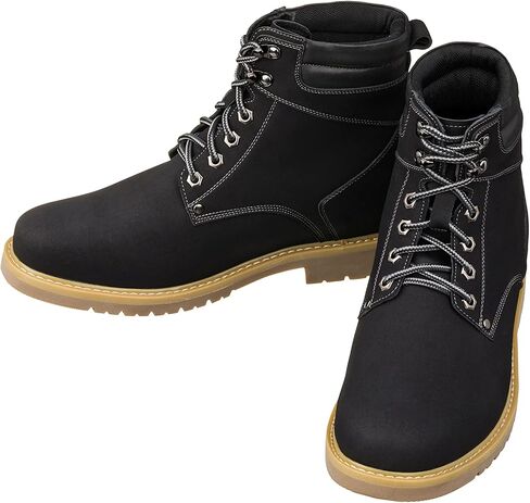 CALTO Men's Invisible Height Increasing Elevator Shoes - Leather Lace-up Round-Toe Work Boots - 3.2 Inches Taller in Saudi Arabia