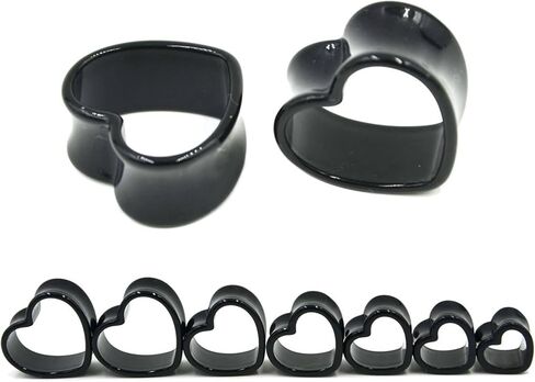 Beydodo Acrylic Tunnels for Ears Multiple Sizes, Double Flared Ear Gauges2pcs White Ear Stretching Kit Heart Tunnels Piercing Earrings in Kuwait