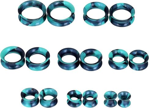 Qmcandy 2 قطعة من مقاييس أنفاق الأذن من السيليكون الأسود مزدوجة متوهجة لثقب المجوهرات 2 جرام-7/8 بوصة in Saudi Arabia
