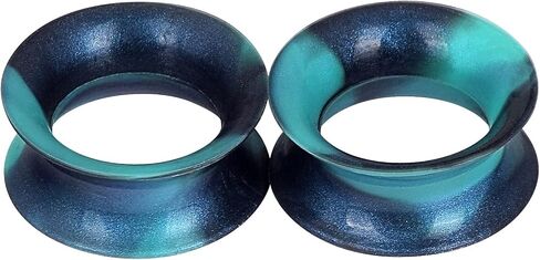Qmcandy 2 قطعة من مقاييس أنفاق الأذن من السيليكون الأسود مزدوجة متوهجة لثقب المجوهرات 2 جرام-7/8 بوصة in Saudi Arabia