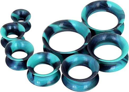 Qmcandy 2 قطعة من مقاييس أنفاق الأذن من السيليكون الأسود مزدوجة متوهجة لثقب المجوهرات 2 جرام-7/8 بوصة in Saudi Arabia