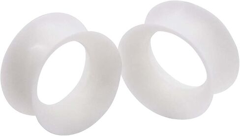 Pair of Ultra Thin White Silicone Tunnels - 0 Gauge / 8mm Length by Eg Gifts in Saudi Arabia
