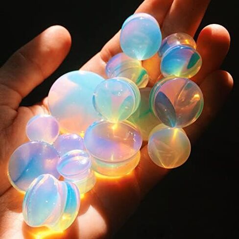 Gauges Opal Double-Sided Flare Organic Plugs/Tunnels 7/16 (11mm) 2 Pieces (1 Pair) (B/4/3/31) in Saudi Arabia