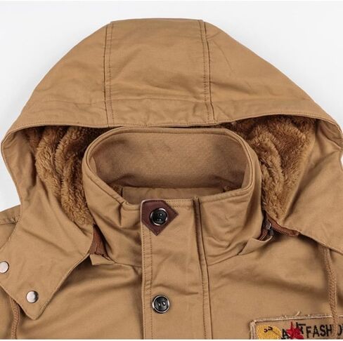 Kinkia Men's Winter Thicken Fleece Lined Outwear Jacket Casual Multi-Pockets Cargo Overcoat in Kuwait