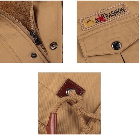Kinkia Men's Winter Thicken Fleece Lined Outwear Jacket Casual Multi-Pockets Cargo Overcoat in Kuwait