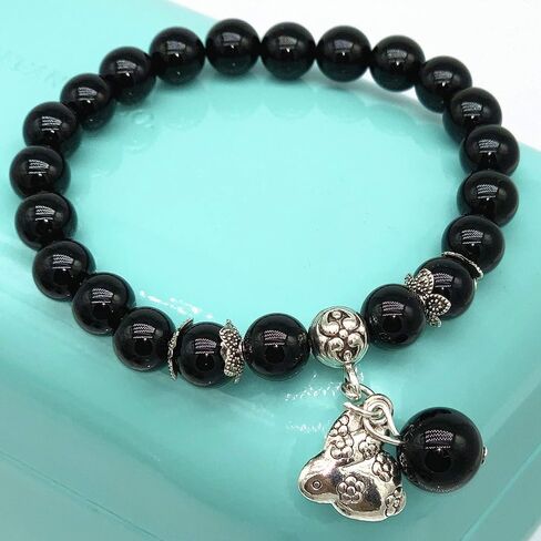 Feng Shui Handmade Chinese Zodiac Black Agate Beads Bracelet Amulet in Kuwait