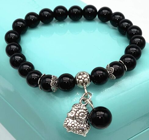 Feng Shui Handmade Chinese Zodiac Black Agate Beads Bracelet Amulet in Kuwait