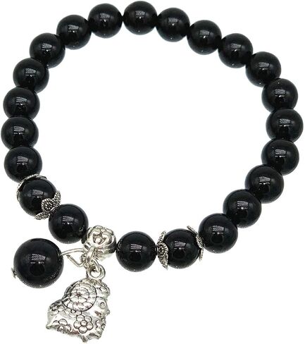 Feng Shui Handmade Chinese Zodiac Black Agate Beads Bracelet Amulet in Kuwait