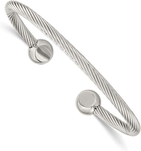 Stainless Steel Men's Cuff Bangle Bracelet (Width = 4mm) in Saudi Arabia