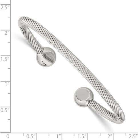Stainless Steel Men's Cuff Bangle Bracelet (Width = 4mm) in Saudi Arabia