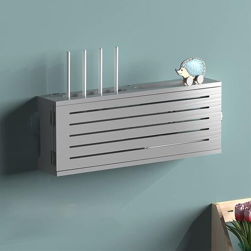 Network Set Top Box Wall Mounted Router Storage Box Wall Mounted Shelf Multi Function WiFi Router Storage Boxes for Home and Office Simple Easy to Install (Color : White-A, Size : 52.5x20x10cm) in Saudi Arabia