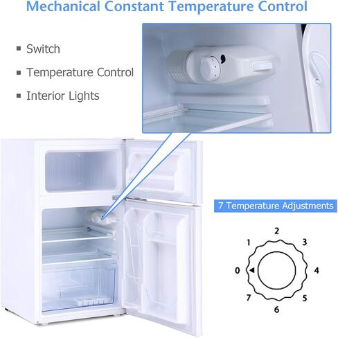 COSTWAY Compact Refrigerator, 3.2 cu ft. Unit 2-Door Mini Freezer Cooler Fridge with Reversible Door, Removable Glass Shelves, Mechanical Control, Recessed Handle for Dorm, Office, Apartment (Grey) in Saudi Arabia