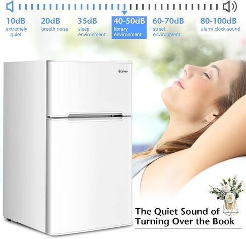 COSTWAY Compact Refrigerator, 3.2 cu ft. Unit 2-Door Mini Freezer Cooler Fridge with Reversible Door, Removable Glass Shelves, Mechanical Control, Recessed Handle for Dorm, Office, Apartment (Grey) in Saudi Arabia