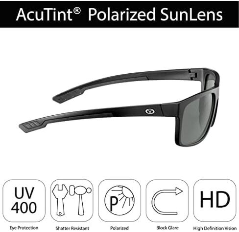 Flying Fisherman Square Offline Polarized Sunglasses with AcuTint Lenses, UV Protection, Perfect for Fishing and Outdoor Sports, Matte Black Frame/Smoke Lens, Medium/Large in Saudi Arabia