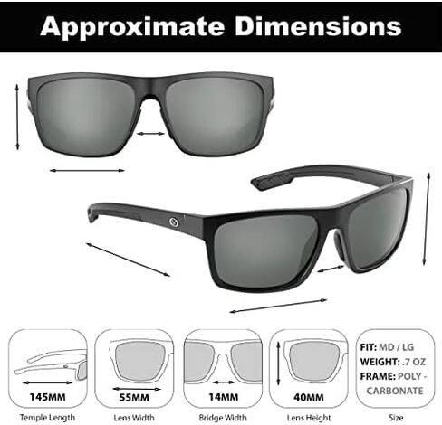 Flying Fisherman Square Offline Polarized Sunglasses with AcuTint Lenses, UV Protection, Perfect for Fishing and Outdoor Sports, Matte Black Frame/Smoke Lens, Medium/Large in Saudi Arabia