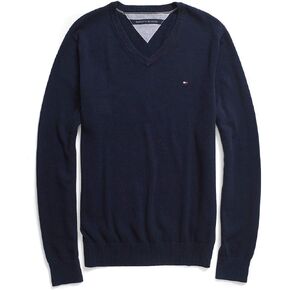 Tommy Hilfiger Mens Pima Cotton Cashmere V-Neck Sweater in Kuwait