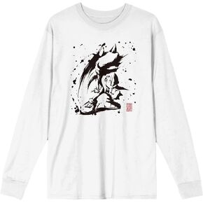 Sonic The Hedgehog Ink Blot Knuckles Men’s White Long Sleeve Shirt in Saudi Arabia