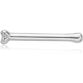 0.01 to 0.07 Carat Lab Grown Diamond Straight Bone Nose Ring in 14k White or Yellow Gold (D-E, VVS1-VVS2 to I2-I3, cttw) 20 Gauge Nose Ring 1.3 to 2.7 mm by Lavari Jewelers in Kuwait