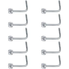 6-14PCS 20g Tiny Nose Stud Ring Piercing Surgical Steel Nose Bone/L Shaped/Nose Screws Rings Set in Saudi Arabia