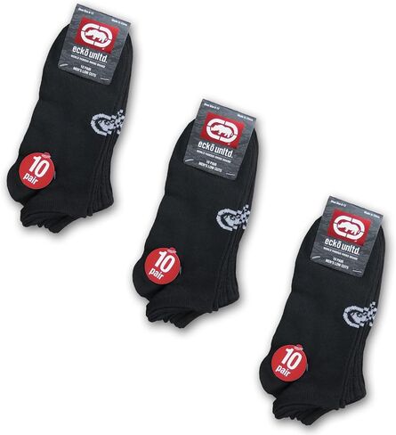 Ecko Men's Black Quick Dry No Show Athletic Socks (10, 20 or 30 Pairs) in Saudi Arabia