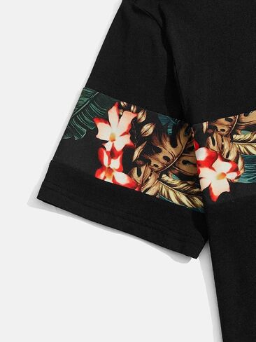 قميص بولو جولف رياضي كاجوال للرجال من OYOANGLE بأكمام قصيرة وطباعة استوائية وأكمام قصيرة in Kuwait