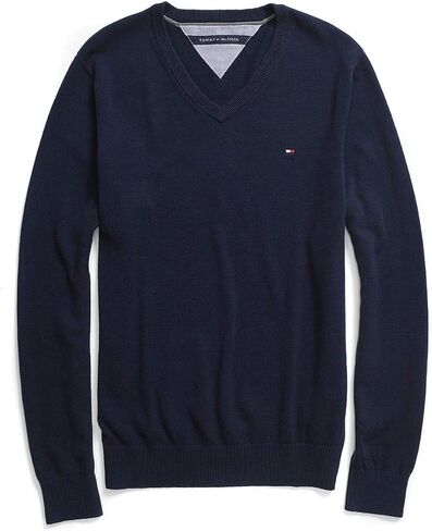 Tommy Hilfiger Mens Pima Cotton Cashmere V-Neck Sweater in Kuwait