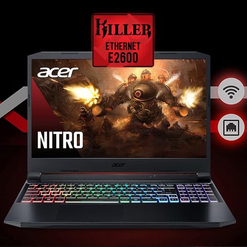 Acer Nitro 5 AN515-45-R21A Gaming Laptop, AMD Ryzen 5 5600H Hexa-Core Processor | NVIDIA GeForce RTX 3060 Laptop GPU | 15.6" FHD 144Hz IPS Display | 16GB DDR4 | 512GB NVMe SSD | WiFi 6 | RGB Keyboard in Kuwait