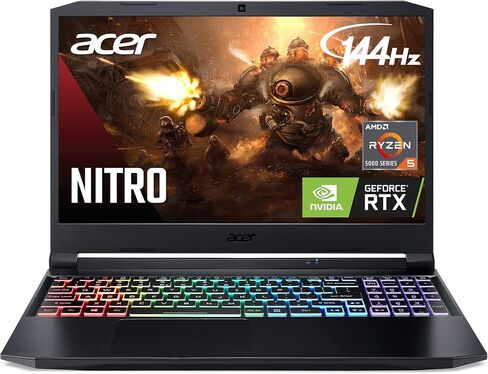 Acer Nitro 5 AN515-45-R21A Gaming Laptop, AMD Ryzen 5 5600H Hexa-Core Processor | NVIDIA GeForce RTX 3060 Laptop GPU | 15.6" FHD 144Hz IPS Display | 16GB DDR4 | 512GB NVMe SSD | WiFi 6 | RGB Keyboard in Kuwait